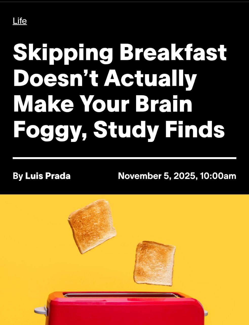 Завтракать необязательно учёные доказали что отсутствие пищи с утра никак не вредит здоровью Оказалось что если пропустить завтрак то организм просто переключится на внутренние запасы такой механизм выработан эволюцией Организм одинаково эффективно работает как с завтраком так и без него Утренняя слабость чаще всего является навязанной психосоматикой а миф про самый важный приём пищи придумали маркетологи Подпишитесь и следите за актуальными новостями на нашем канале telegram me joinchat AAAAAEEdc qam7052mnXKA