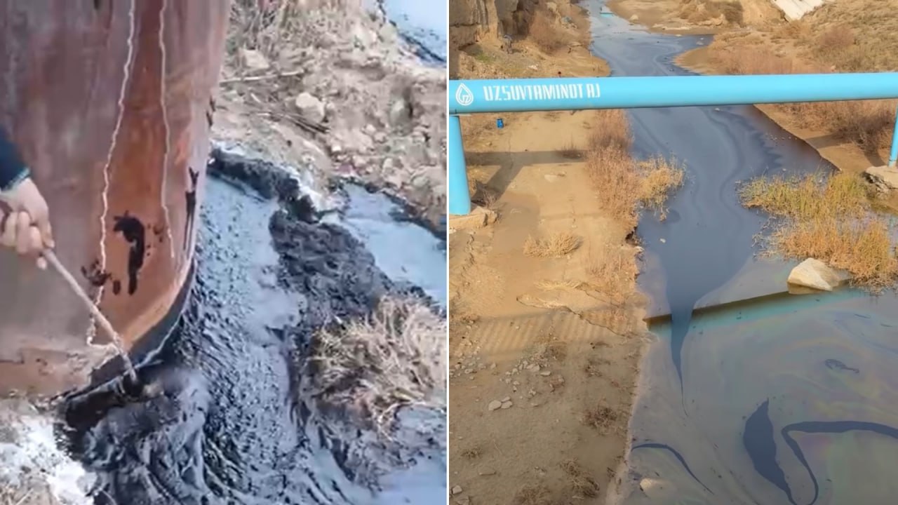 Минэнерго прокомментировало ситуацию с утечкой нефти на месторождении в Сурхандарье видео В соцсетях распространилось видео об утечке нефти на территории месторождения М 25 в Байсунском районе и её попадании в канал Граждане выразили обеспокоенность возможными экологическими последствиями   uznews uz ru news 106258 uznews