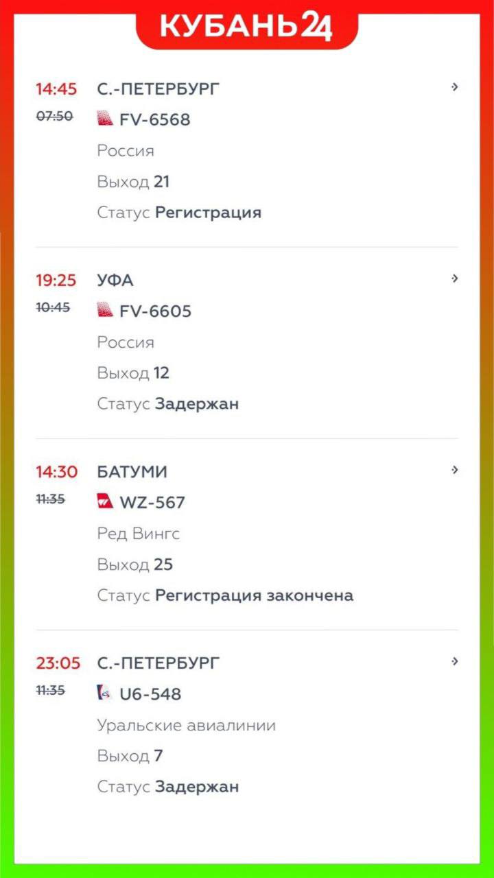 Вылет 14 рейсов задержали из аэропорта Сочи Воздушная гавань города работает в штатном режиме по фактическому расписанию Самолеты ушедшие на запасные аэродромы прибывают в сочинский аэропорт Все рейсы будут обслужены и отправлены в города назначения Следить за расписанием прилета и вылета рейсов можно на онлайн табло аэропорта