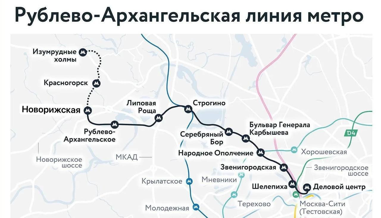 Станцию метро Ильинская переименовали в Новорижскую На заседании Президиума Правительства Москвы утверждено новое название строящейся станции метро между 23 м км Новорижского шоссе и 4 м км Ильинского шоссе Новорижская По сути метростроевцы вернулись к проектному названию станции так Ильинскую называли в период проектирования линии Варианты назвать станцию по другим объектам Гольёво Архангельское Вишневская видимо не рассматривались Подписаться на канал Telegram MAX