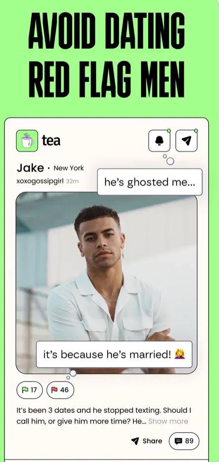 На второй строчке рейтинга американского App Store находится приложение Thea Dating Advice, где женщины обсуждают потенциально тревожные черты своих бывших и знакомых мужчин. Фактически, это платформа для обмена мнениями о мужчинах, где можно анонимно задавать вопросы, чтобы больше узнать о человеке, который привлек внимание. Дополнительная функция приложения заключается в том, что женщина, состоящая в отношениях с тем, кто упомянут в обсуждениях, получает об этом уведомление.