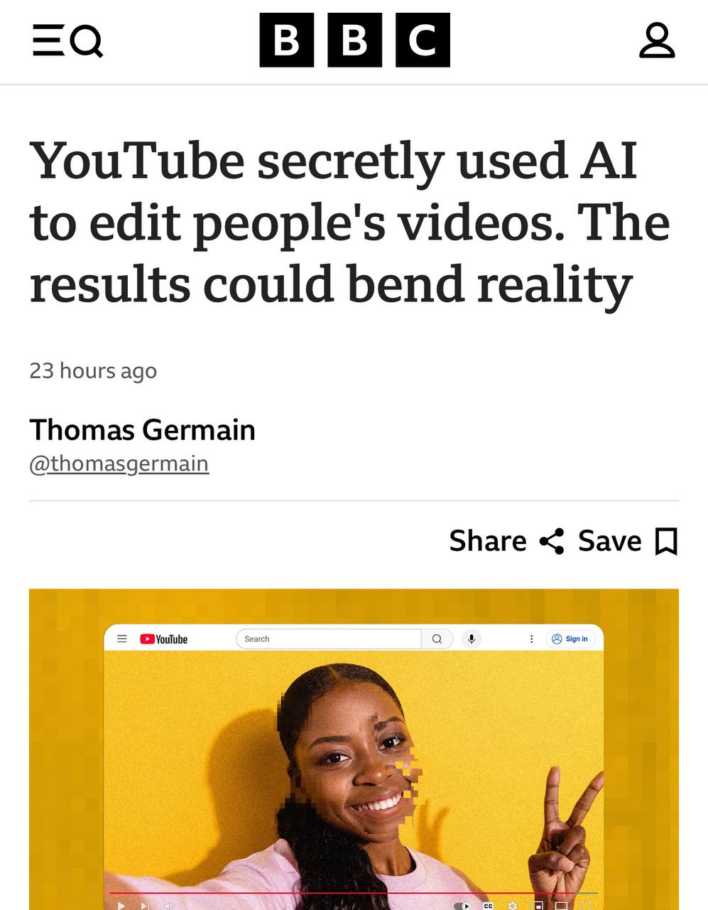 YouTube на протяжении месяца в тайне использовал ИИ для улучшения качества людей видео Блогеры начали жаловаться что платформа без их согласия меняет внешность в роликах с помощью нейросетей добавляет макияж сглаживает кожу подчеркивает морщины а иногда искажает уши После месяца жалоб видеохостинг признался что да он запускал AI фильтры для улучшения качества лиц в кадре