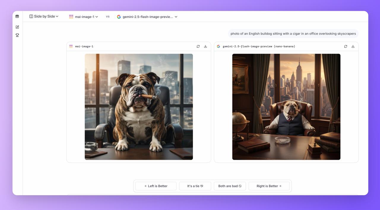 Microsoft выпустил свои нейросети изображения голос текст 1 MAI Image 1 генерация изображений представлена на LMArena и уже вошла в 10 ку на 9 м месте Справляется с созданием фотореалистичных изображений Сочетает скорость и качество Скоро станет доступна в Copilot и Bing Image Creator А пока можно попробовать в LMArena Оказывается они еще в августе представили и другие свои модели ИИ 2 MAI Voice 1 это сверхбыстрая модель генерации речи способная генерировать целую минуту аудио менее чем за секунду Можно попробовать в Copilot Labs 3 MAI 1 preview LLM первая собственная текстовая модель MAI проходит публичное тестирование на LMArena 36 место Также Microsoft открыла форму для заявки на API доступ NeuralProfit