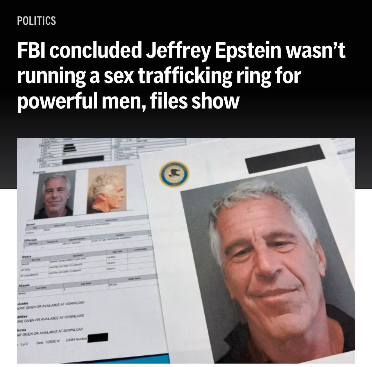 ФБР США пришло к выводу что Эпштейн не руководил сетью по торговле секс услугами несовершеннолетних для влиятельных людей AP News Финансист подвергал сексуальному насилию несовершеннолетних девушек но бюро не обнаружило достаточных доказательств того что он руководил сутенерской сетью НАШИ РЕСУРСЫ Telegram Tik tok YouTube RUTUBE