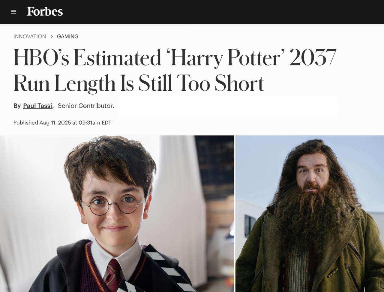 Новый сериал «Гарри Поттер» от HBO будет идти 10  !  лет — до 2037 года, заявил глава Warner Bros.  мы тут посчитали, поколение альфа, которому сейчас 12-15 лет, успеют закончить универ и пойти работать, а у некоторых появятся и дети
