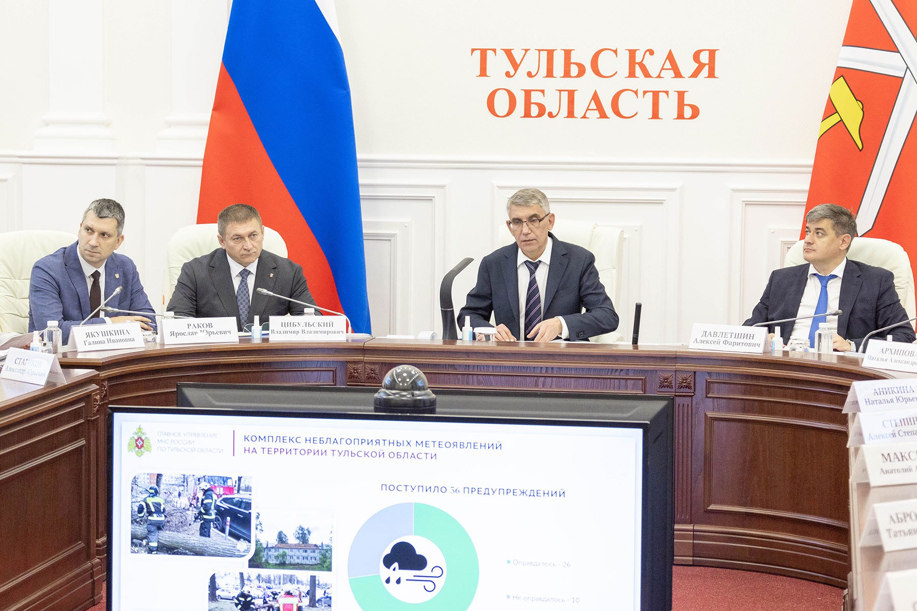 В Правительстве региона сoстоялось заседание комиссии по предупреждению и ликвидации чрезвычайных ситуаций 4 июля под председательством Губернатора региона Дмитрия Миляева состоялось заседание комиссии по предупреждению и ликвидации чрезвычайных ситуаций и обеспечению пожарной безопасности в Тульской области. На заседании обсудили оперативную обстановку в регионе, рассмотрели вопросы деятельности и развития единых дежурно-диспетчерских служб муниципалитетов, реализацию современных программ обучения в области предупреждения и ликвидации чрезвычайных ситуаций, а также темы, связанные с развитием противопожарной службы и состоянием противопожарного водоснабжения в регионе. Заместитель начальника Главного управления МЧС России по Тульской области по антикризисному управлению Михаил Ромащенко доложил оперативную обстановку в регионе. Фото Правительства Тульской области МЧС Тульской области подписаться