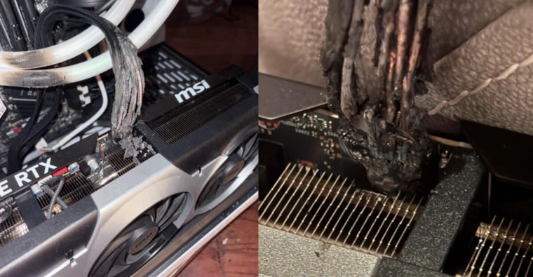 Разъём питания RTX 5090 вспыхнул и сгорел до основания Пользователь Reddit под ником nmp14fayl сообщил о самом серьёзном на данный момент случае возгорания разъёма питания у GeForce RTX 5090 Его видеокарта MSI VENTUS 3X OC подключённая к блоку питания PowerSpec PS 1050 GFM ATX 3 1 внезапно загорелась в канун Рождества Ключевые детали Карта проработала около 9 месяцев без проблем Внезапно появился запах гари Пользователь увидел открытое пламя в области разъёма 12V 2 6 Порт питания и кабель полностью выгорели Огонь повредил также трубки СЖО процессора Цитата владельца Она решила отпраздновать Рождество зажарившись на открытом огне И она не просто расплавилась когда я почувствовал запах она уже была в огне Как думаете проблема в стандарте 12V 2 6 в реализации производителей или в сочетании факторов   Заказать сборку ПК в InterPC Закрытый чат Наши каналы Видeoкарты Nvidiа