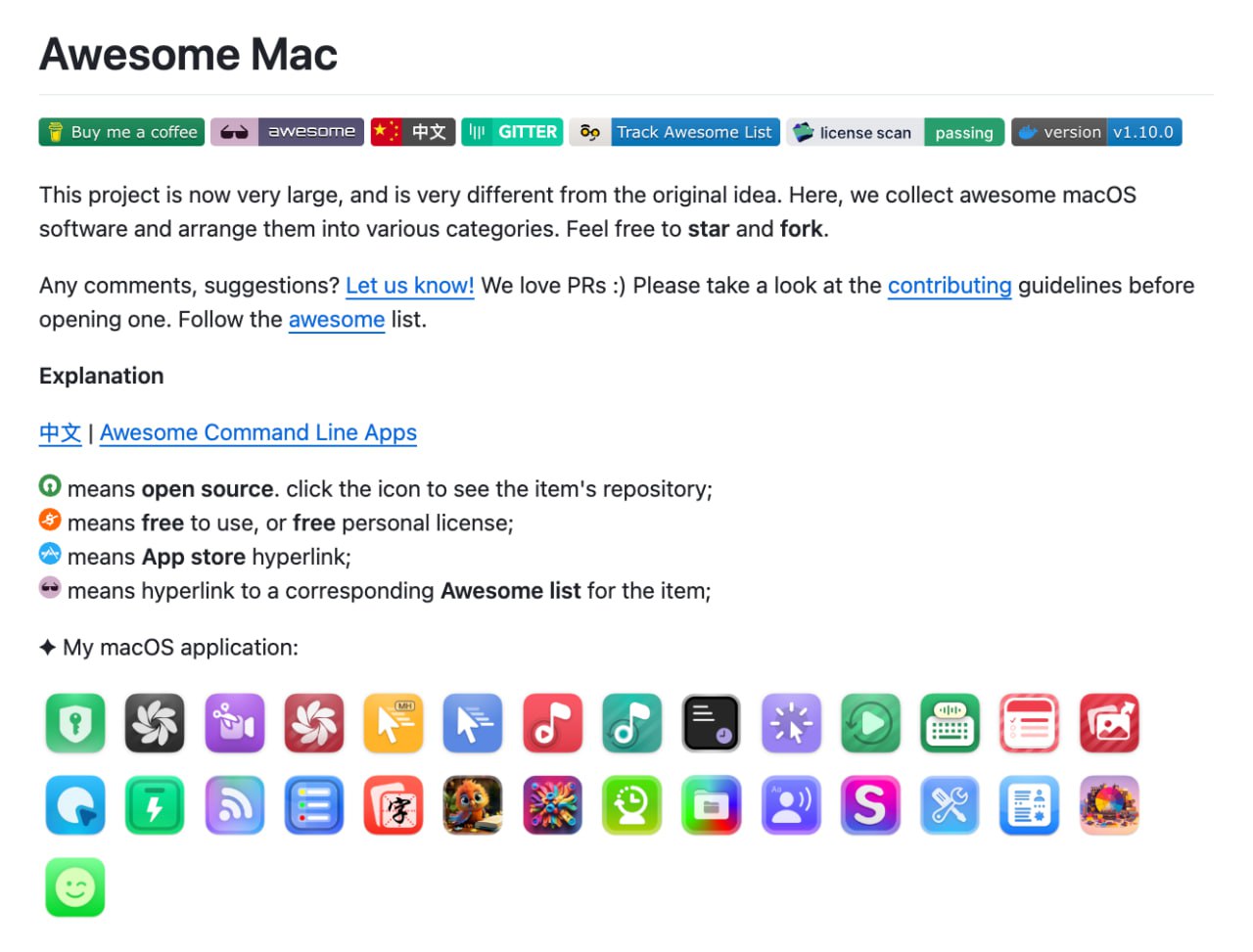 Маководы вам подарок на GitHub собрали список из лучших бесплатных приложений под MacOS Тут есть всё Текстовые редакторы и приложения для офиса Тулзы для кодеров включая редакторы кода и разные фреймворки Нейросети для облегчения работы Сервисы для записи экрана и звука Разные виджеты приложения для дизайнеров и куча другой годноты И всё это бесплатно Ищем новое любимое приложение здесь exploitex