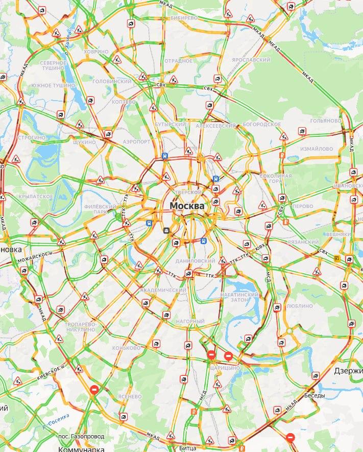 Пробки в Москве достигли девяти баллов на фоне непогоды