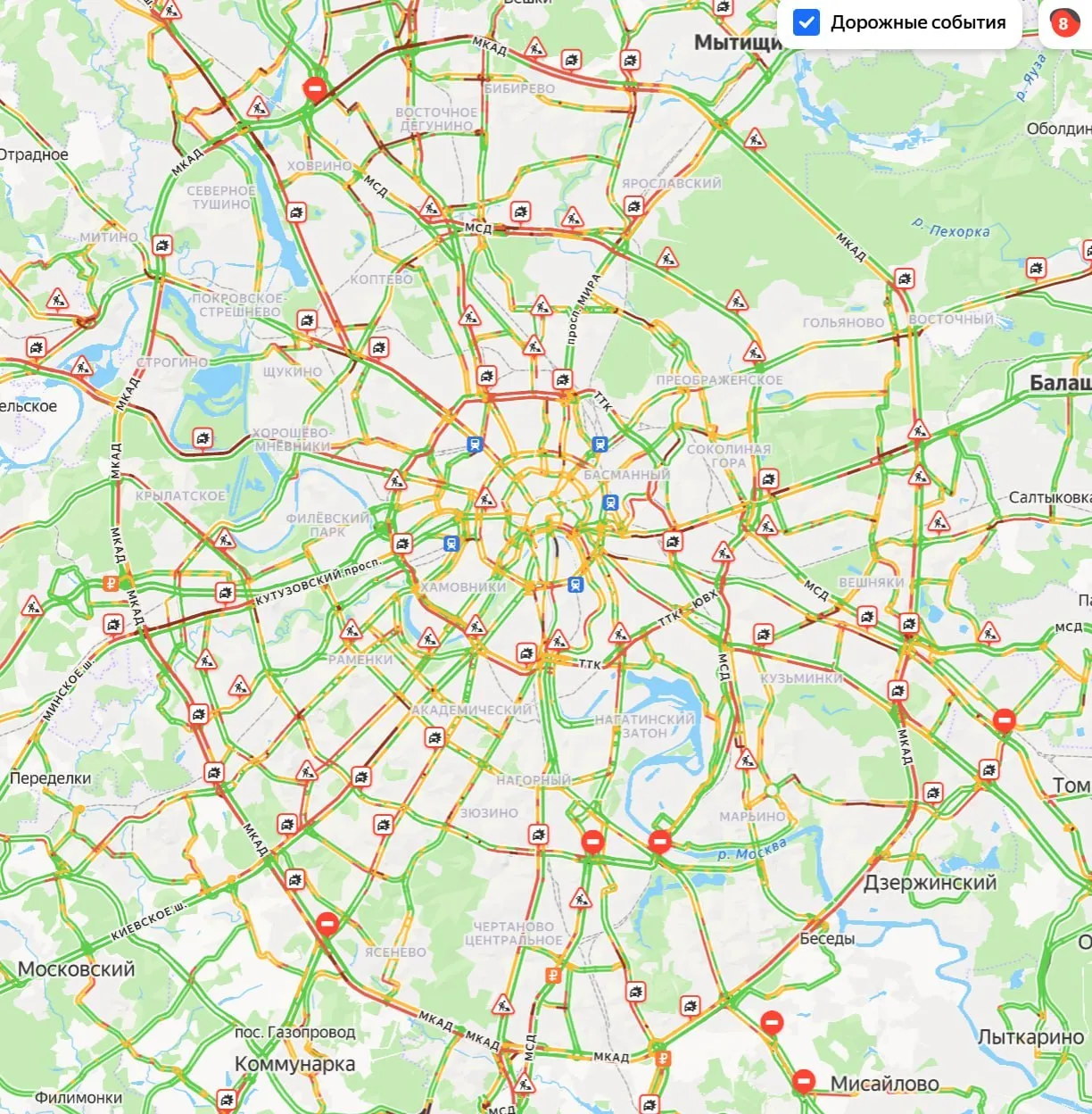 Пробки в Москве 8 баллов