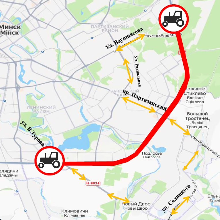 С 1 декабря на участке с 4 го по 16 й километры МКАД с 7 00 до 20 00 запретят движение тихоходов Альтернативные маршруты автодорога Н 9034 ул Селицкого пр Партизанский и местный проезд МКАД ул Ваупшасова ул Радиальная пр Партизанский ул Кабушкина ул Ташкентская ул Уборевича Минск Новости MINSKNEWS BY Telegram Viber FB VK Inst TikTok YouTube