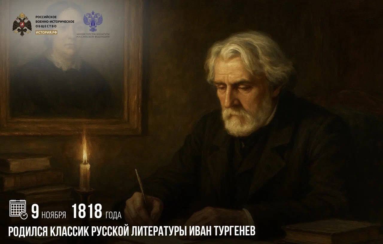9 ноября 1818 года родился классик русской литературы Иван Тургенев В своих произведениях Тургенев запечатлел все многообразие и противоречия российской действительности XIX столетия Проживая за рубежом Иван Сергеевич стал для Европы главным проводником в мир русской литературы Творческое наследие Тургенева широко и разнообразно Всемирную известность получили его работы Отцы и дети Муму Дворянское гнездо Рудин и сборник рассказов Записки охотника памятныедаты ИсторияРФ Подписаться на История РФ
