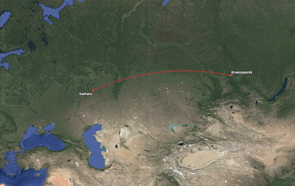 Между Красноярском и Самарой с 28 января начнёт летать «Россия», заметили в канале  .   В зимнем расписании заявлено два рейса в неделю: по вторникам и воскресеньям. Маршрут субсидируется, поэтому билет в одну сторону стоит фиксированные 7500 ₽.