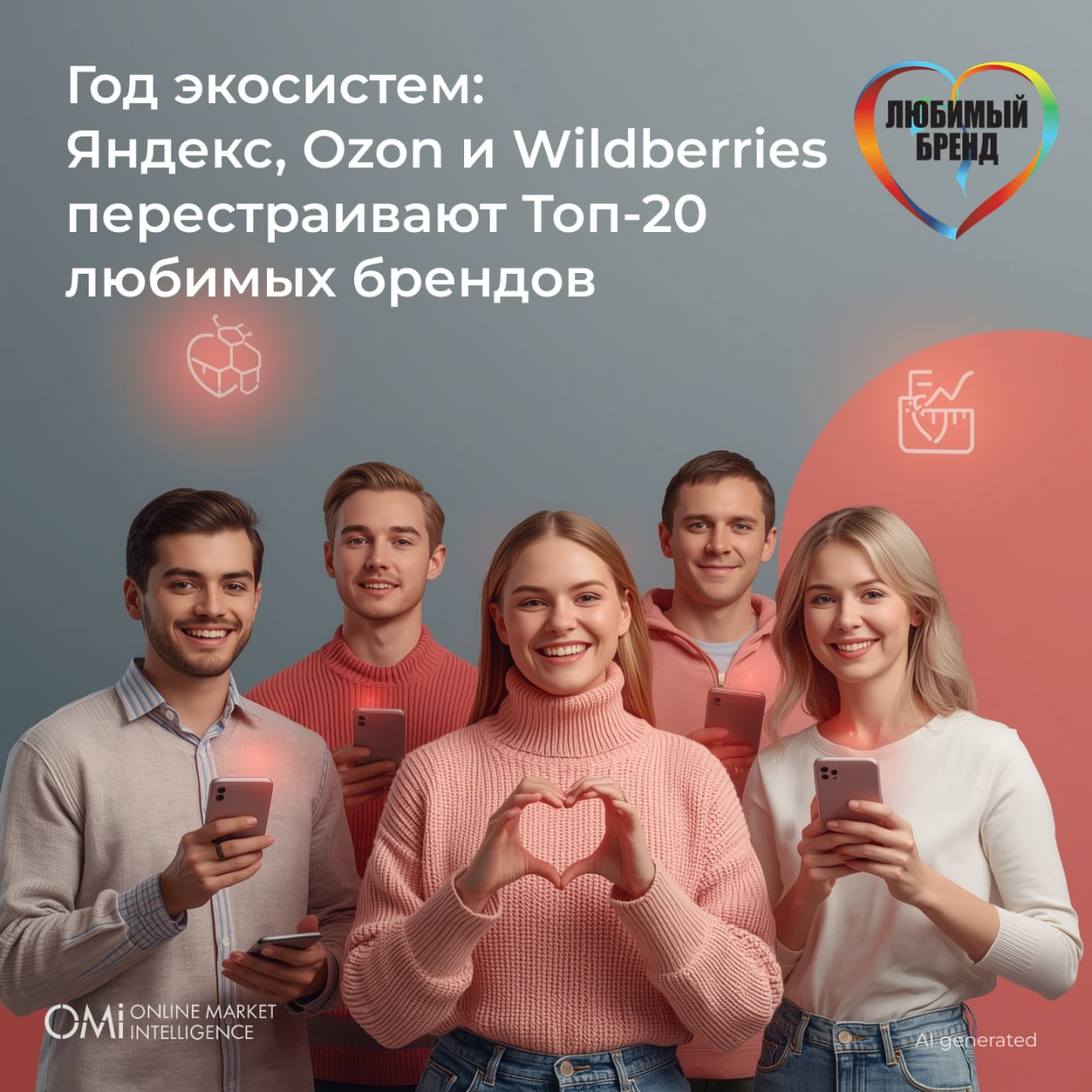 Год экосистем Яндекс Ozon и Wildberries перестраивают Топ 20 любимых брендов Исследовательская компания OMI Online Market Intelligence представляет обновлённый рейтинг Топ 20 проекта Любимые бренды россиян Российские цифровые экосистемы становятся ключевым драйвером изменений в предпочтениях потребителей Они укрепляют позиции в общем рейтинге Топ 20 исследования Любимые бренды россиян занимают лидирующие места в зрелых категориях и одновременно выходят на первые позиции в новых сегментах умный дом умные колонки нейросети На этом фоне глобальные бренды продолжают лидировать в своих категориях но постепенно уступают долю в общем рейтинге   Главным итогом года стал рост российских онлайн экосистем и заметное изменение баланса сил между глобальными и локальными брендами Подробности на сайте omi loves brands Online Market Intelligence