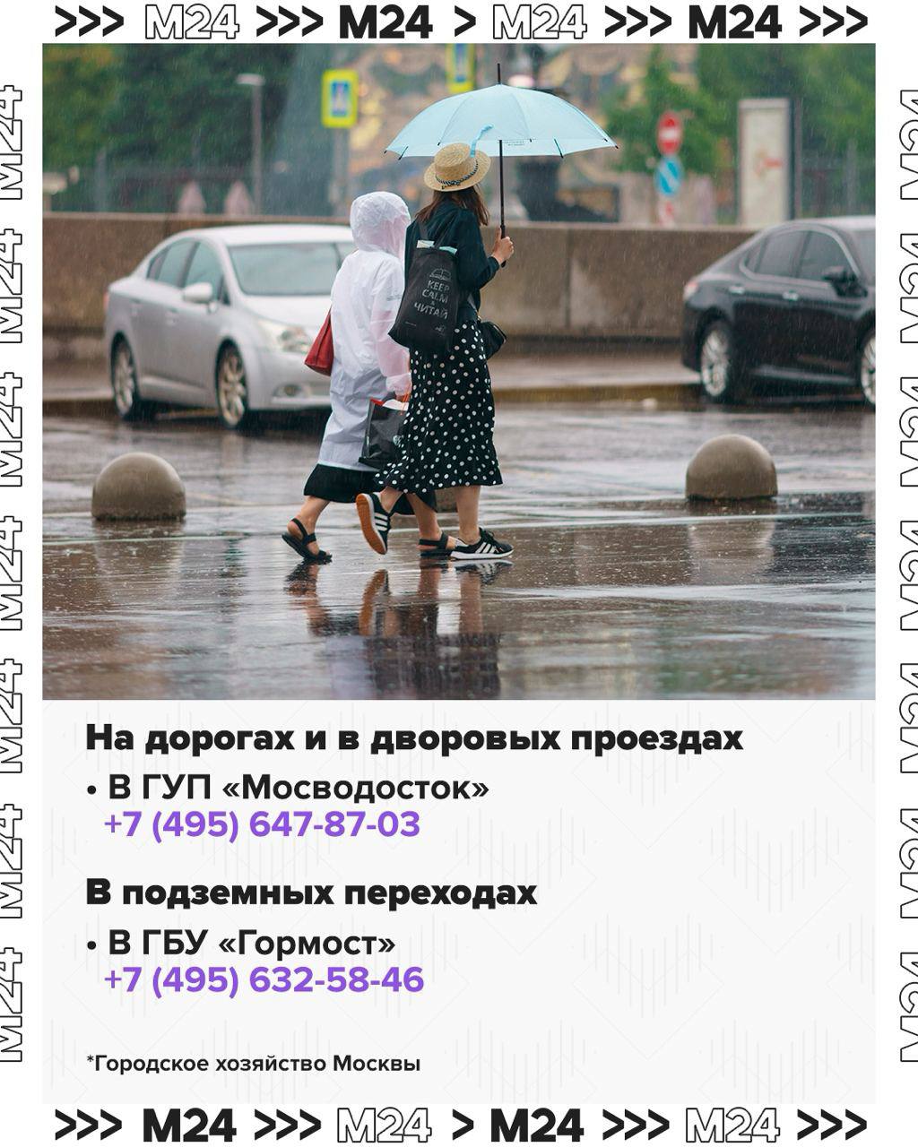 Власти призвали москвичей быть внимательными на улице в непогоду — дождь с сильным ветром задержится до конца дня. В Дептрансе советуют выбирать общественный транспорт для поездок по городу, а мы, как всегда, подготовили для вас информацию, куда сообщать о подтоплениях на улицах Москвы. / Наши каналы