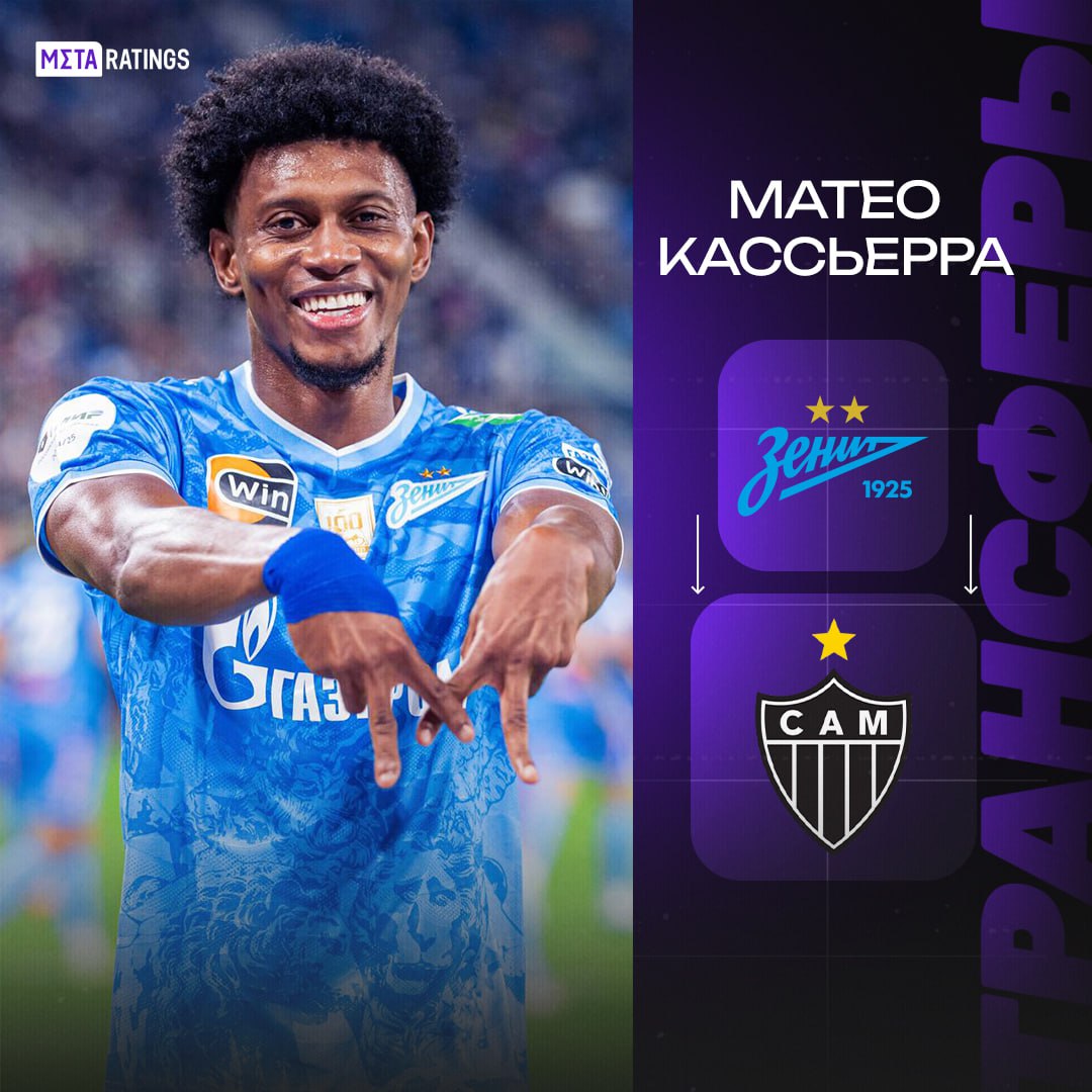 Матео Кассьерра переходит в Атлетико Минейро Сообщается что клубы достигли принципиальной договоренности о трансфере За Зенит колумбиец провел 127 матчей в которых забил 49 мячей и отдал 23 ассиста Вместе с клубом он взял 6 трофеев  СКОРЕЕ ЛОВИ БОНУС 3000р ОТ WINLINE