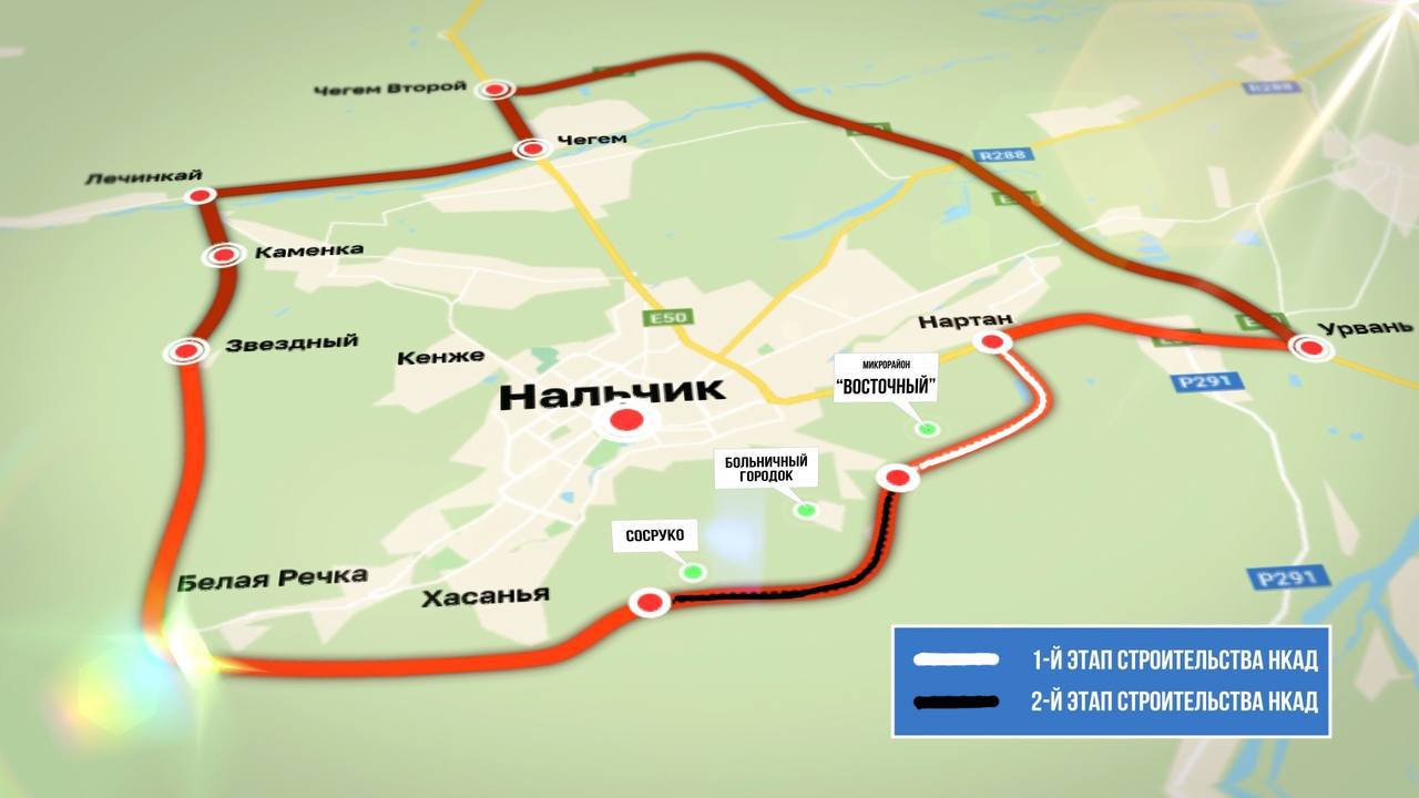 Начата работа по реализации I этапа строительства Нальчикской кольцевой автодороги  Один из самых крупных и амбициозных проектов в регионе – это строительство Нальчикской кольцевой автомобильной дороги. Этот грандиозный проект призван кардинально изменить ситуацию с загруженностью транспортно-дорожной сети и создать более оптимальные условия для перемещения по городу и республике.   Кольцевая дорога позволит улучшить транспортную доступность со многих муниципальных образований к больничному городку, где находятся такие важные учреждения, как Перинатальный центр, Кардиологический диспансер, Республиканская детская клиническая больница и другие медицинские объекты.   Новая дорога также поможет решить проблему загруженности центра города, распределяя транспортные потоки более эффективно, особенно в отношении транзитного транспорта. Это снизит нагрузку на центральные магистрали и уменьшит количество пробок, что значительно облегчит жизнь жителям города.   Важным результатом реализации проекта также станет улучшение экологической ситуации в городе-курорте. Снижение количества вредных выбросов и шума от автомобилей положительно скажется на здоровье горожан и гостей региона.   Помимо этого, кольцевая автодорога создаст дополнительные возможности для развития туристического кластера, повышения инвестиционной привлекательности региона и его промышленного потенциала. Всё это вместе может привести к улучшению социально-экономического состояния населения.   Первый этап реализации проекта уже запущен. В настоящее время ведется подготовка необходимых документов для разработки проекта планировки и межевания территории по участку протяженностью 8 км от селения Урвань до улицы Шогенова.   Ожидается, что данный документ будет утвержден до конца 2025 года, что позволит начать разработку проектно-сметной документации на реализацию данного объекта.
