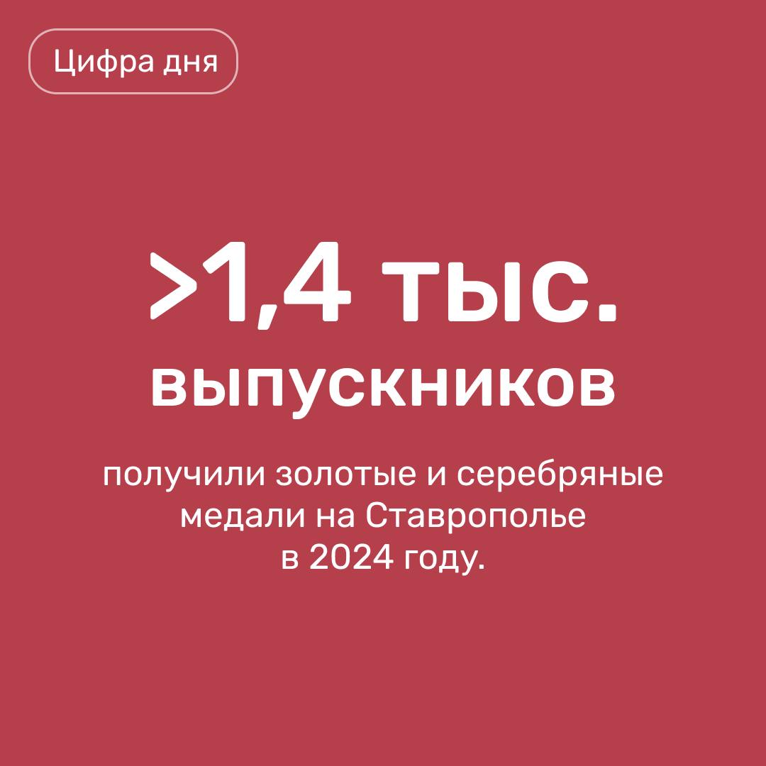 Как сообщил губернатор Ставрополья Владимир Владимиров, в регионе становится всё больше ребят, окончивших школу с медалью.  В этом году краевые медали «За особые успехи в обучении» получили 1464 выпускника. Из них 1035 — золотых медалистов и 429 — серебряных.  Заметен рост и стобалльных экзаменационных работ: в 2024 году на 100 баллов оценили 100 работ ставропольских школьников, а годом ранее было 86 работ такого уровня.    «Наши дети — талантливые, умные, способные. Наша задача — помочь им увидеть и реализовать свои возможности. Стараемся сделать все, чтобы школы края были умными и комфортными. Строим и капитально ремонтируем здания, закупаем современное оборудование, поддерживаем юные таланты и их наставников — все это наш безусловный приоритет, который сохраним и в наступающем году», — написал глава Ставрополья.