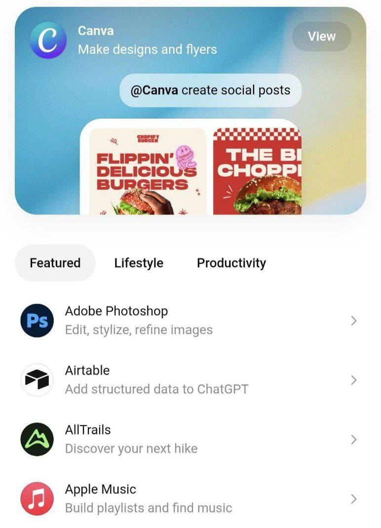 Бомба OpenAI выпустили свой магазин приложений теперь все аппки можно запустить прямо из чата В списке уже есть Photoshop Spotify Replit Canva и многие другие популярные приложения Забираем по ссылке