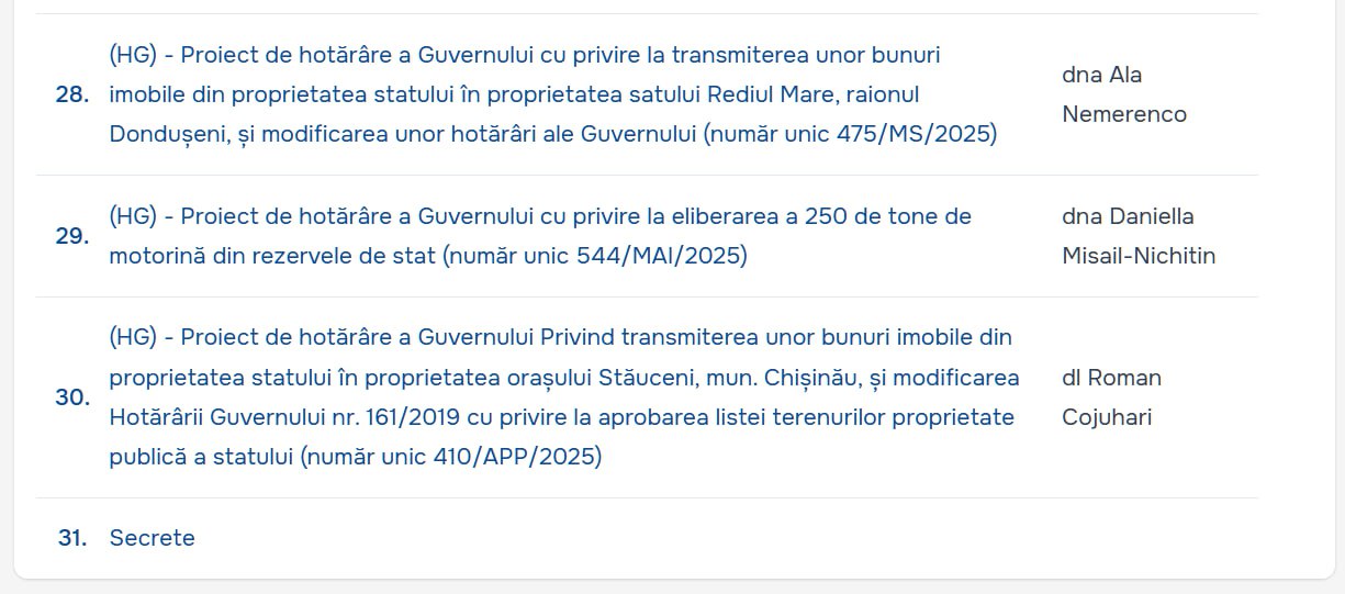 На последнем заседании правительства Молдовы в полноценном составе 29 августа министры и госсекретари включенные в списки кандидатов в депутаты обязаны приостановить свою служебную деятельность на период кампании 31 м пунктом повестки значились секретные вопросы Что такого секретного решили обсудить перед стартом агитационной кампании