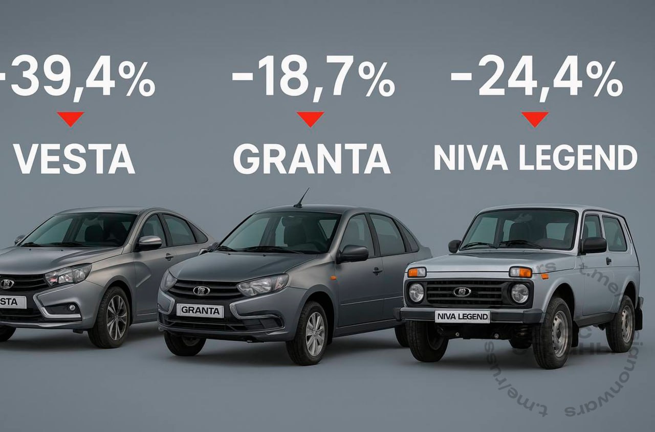 Ноябрьские продажи LADA упали почти на 28 по сравнению с предыдущим годом Российская марка сохраняет лидерство на рынке легковых автомобилей около 21 от общего объема продаж В ноябре 2025 года продано машин на 27 6 меньше чем годом ранее и составило 27 416 автомобилей Продажи Vesta обрушились почти на 40 а Granta на 18 7 следует из исследования Автостат При этом объем всего реализуемого транспорта в 11 м месяце вырос на 5 до 127 9 тыс Наибольший рост за ноябрь показала марка Solaris и составил 197 2 на втором месте расположился белорусский Belgee а на третьем Toyota Подписывайся на Голос страны в МАХ