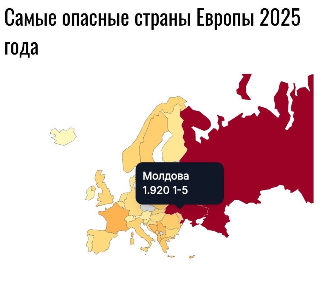 Молдова заняла шестое место в рейтинге самых опасных стран Европы составленном World Population Review на основе глобального индекса миролюбия GPI Индекс учитывает уровень насильственных преступлений отношения с соседями участие в войнах частоту терактов и стабильность правительства Самой опасной страной континента признана Россия Кишинев Live Подписаться