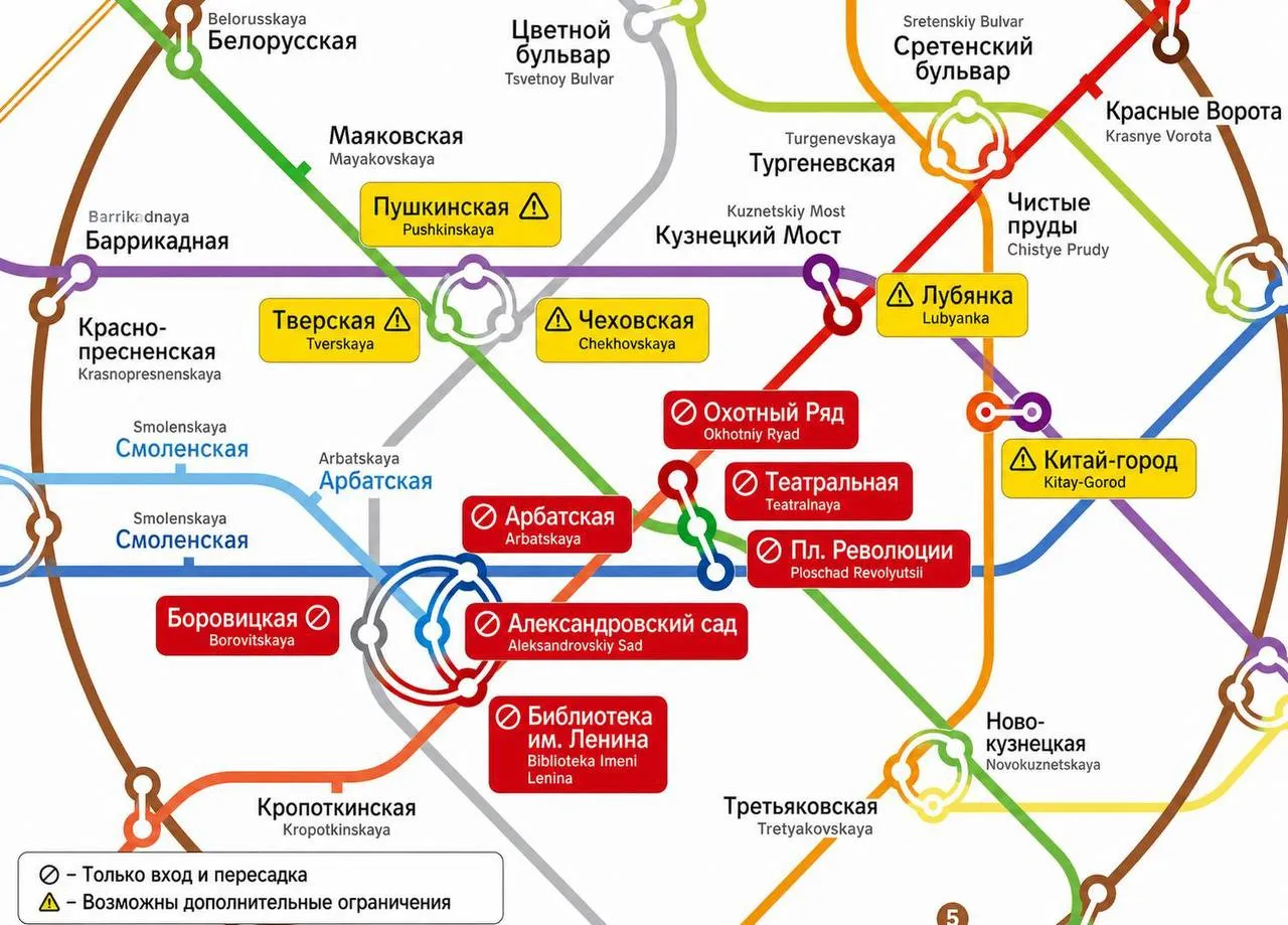 Метро будет работать только на вход и пересадку 9 мая с 5 30 Ограничения будут до конца праздничных мероприятий на Площадь Революции Охотный Ряд Театральная Александровский сад Библиотека им Ленина Боровицкая Арбатская Арбатско Покровской линии