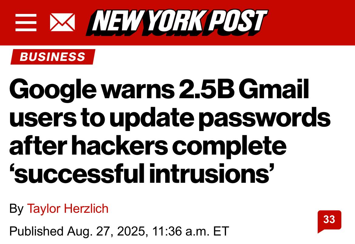 Хакеры получили доступ к данным Google и массово ломают аккаунты Gmail компания предупредила 2 5 МИЛЛИАРДА юзеров об опасности Хакеры из ShinyHunters обманули одного из работников Google заставив его передать данные для входа в систему Теперь они выдают себя за поддержку чтобы выманивать пароли Google советуют срочно поменять пароли следить за подозрительной активностью аккаунтов и включить двухфакторную аутентификацию Точное количество пострадавших не раскрывают techmedia