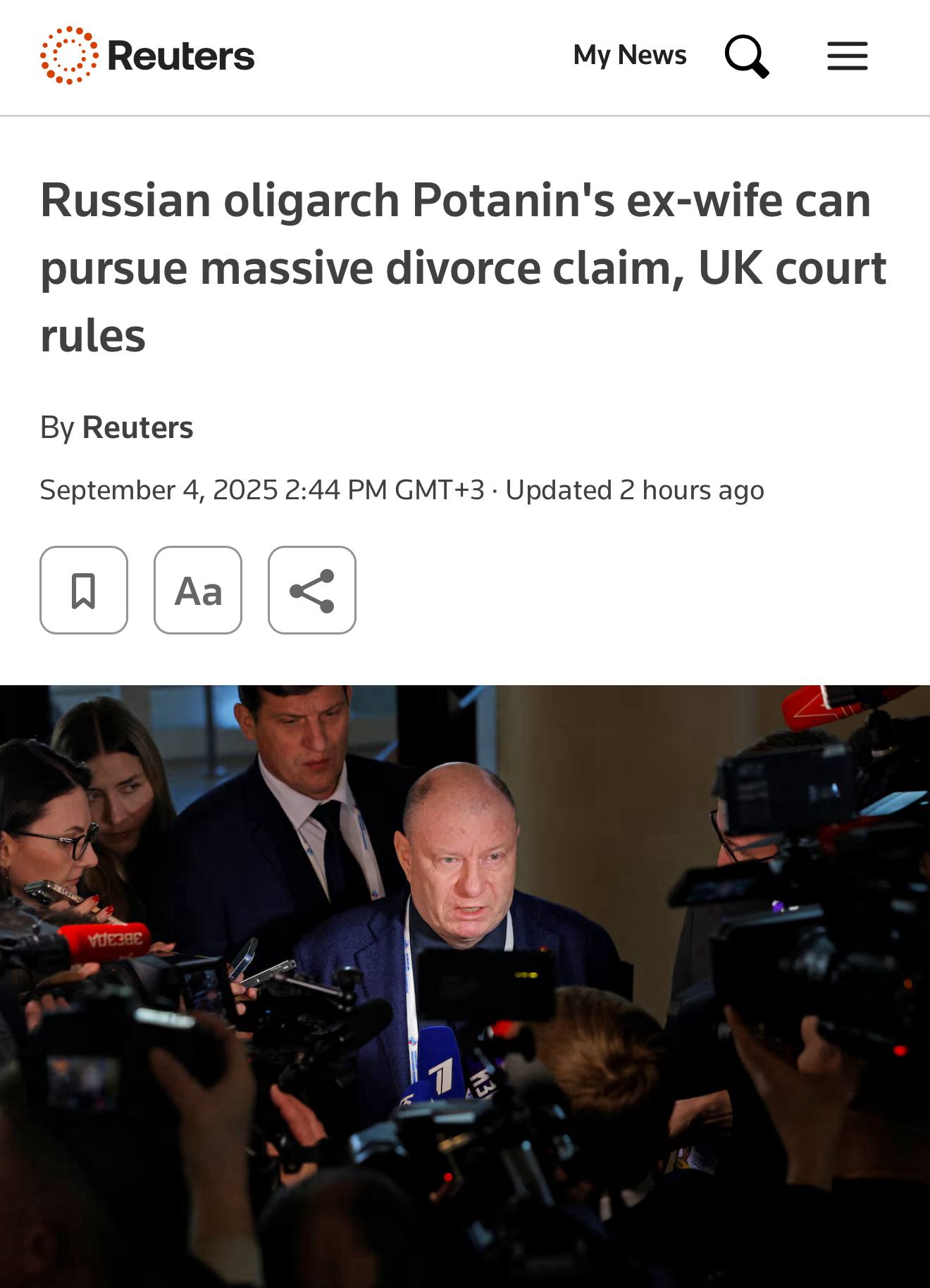Апелляционный суд Лондона признал право бывшей жены Владимира Потанина претендовать на многомиллиардную долю его акций в Норникеле Она требует 17 млрд что может лишить миллиардера более 70 состояния Развод состоялся в 2014 году процесс обещает стать одним из самых дорогих в истории economylive