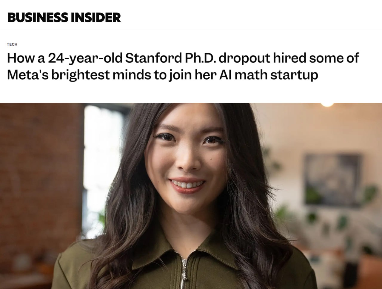 Цукерберг и Google теряли людей не из за денег а из за 24 летней девушки Карина уводила лучших айтишников в свой математический стартап Карина Хонг приглашала их на ужин и там звала делать ИИ математика который впишет их фамилии в учебники и айтишники соглашались Сейчас у Карины 17 коллег 64 млн и 2 решённые задачи Эрдёша которые математики не могли решить десятилетия concertzaal