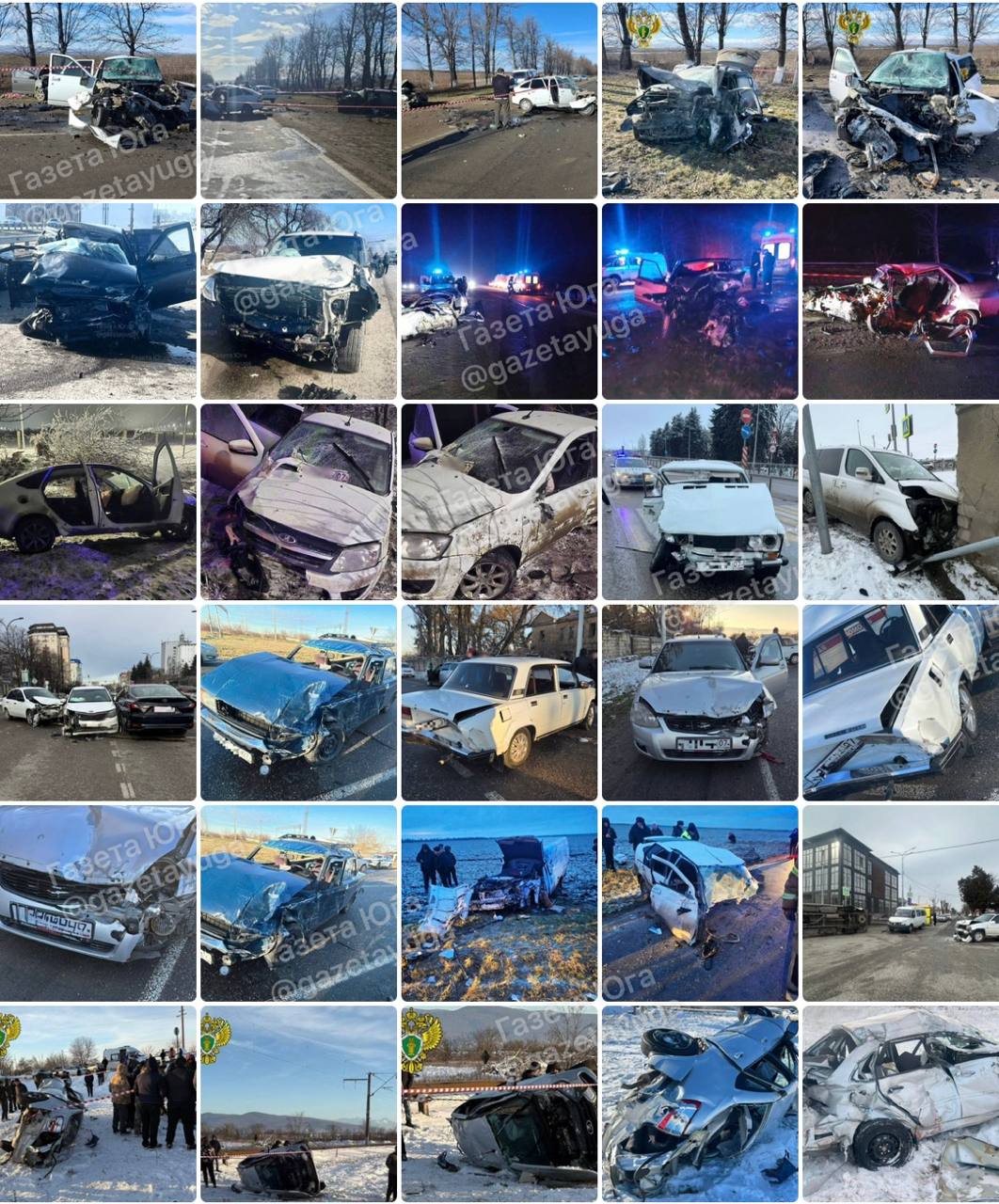 Дорога 10 человек погибло 72 ранено в 52 ДТП произошедших в КБР в январе сообщили в госавтоинспекции республики В четырех происшествиях повлекших гибель семи человек автоаварии произошли из за выезда на встречную полосу В одном ДТП где погибли двое молодых людей причиной стало игнорирование запрещающего сигнала семафора на железнодорожном переезде Еще в одном случае в результате которого водитель получил травмы несовместимые с жизнью причиной стал съезд с проезжей части дороги Также в январе зарегистрировано 2 ДТП с участием несовершеннолетних в которых травмы различной степени тяжести получили годовалый мальчик и 13 летний подросток gazetayuga