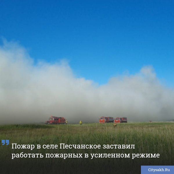 В районе села Песчанское Анивского городского округа вспыхнула сухая трава на площади 3 гектара. Создалась угроза для окружающей природы из-за сильного ветра.