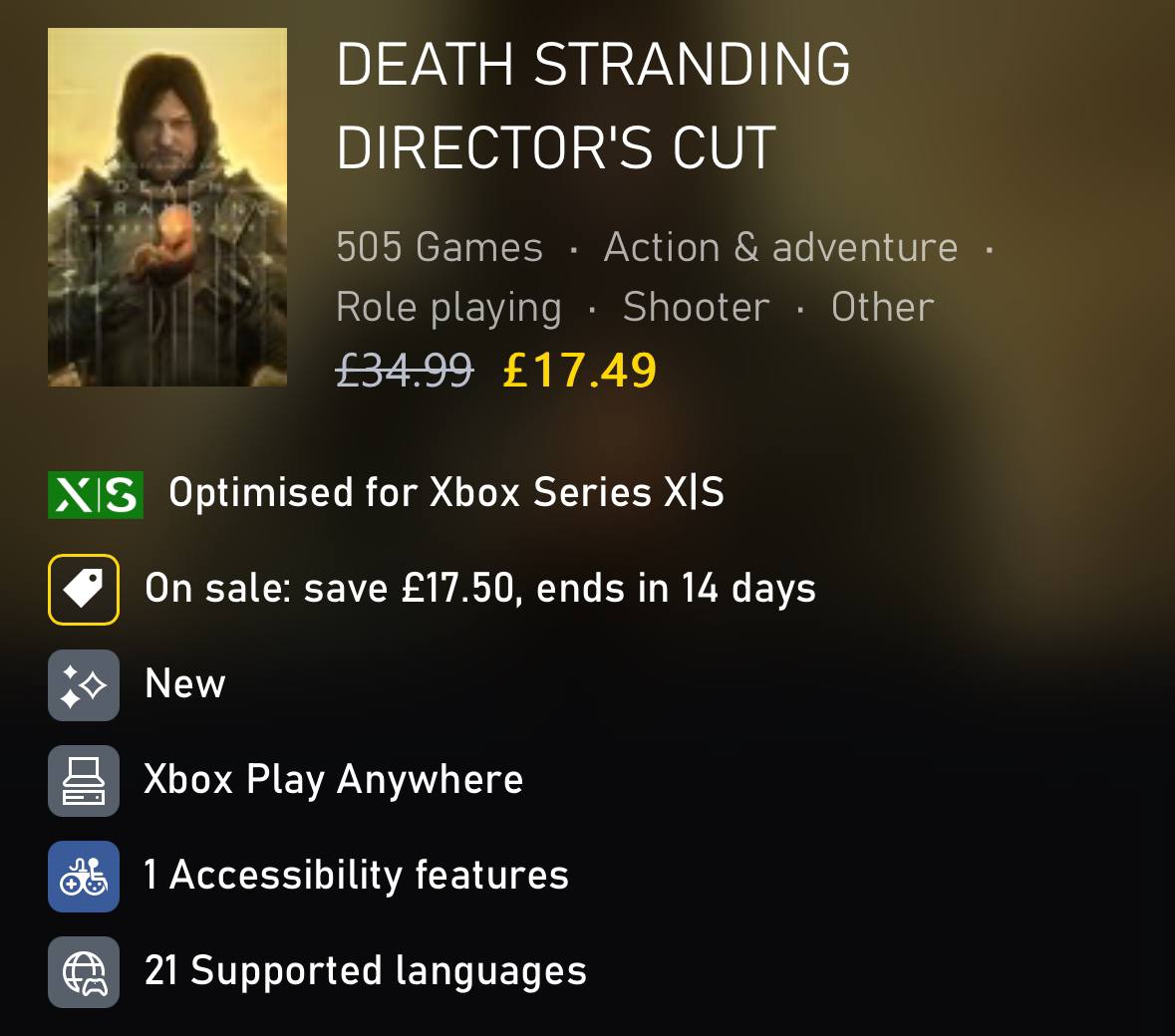 Death Stranding Director’s Cut теперь доступна на Xbox Series X S и на ПК через приложение Xbox.   Кодзима и 505 Games выпустили игру на Xbox, несмотря на то, что её версия для ПК уже была представлена в Xbox App и включена в Game Pass PC.