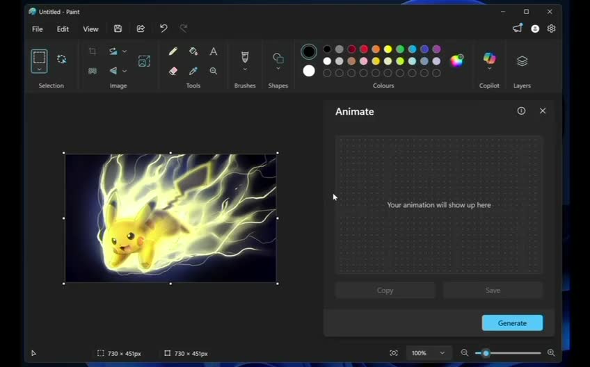 Microsoft тестирует новую функцию анимации в Paint