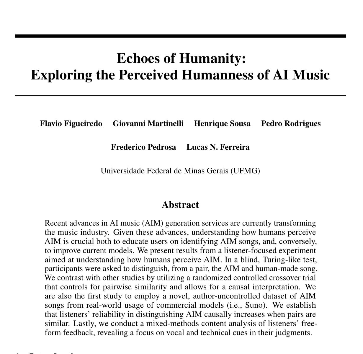 ИИ музыка прошла тест Тьюринга В испанском университете провели такой эксперимент участникам предъявлялись пары песен из которых одна была сгенерированной а другая человеческой и проверяли насколько люди способны отличить где что В итоге результат оказался близок к случайному угадыванию В среднем слушатели отвечали правильно в 53 случаев Киберпанк   P S Но для музыкантов пока что есть и хорошая новость чем ближе пара была по стилю вокалу звукам тем лучше слушатели отличали AI от живой музыки