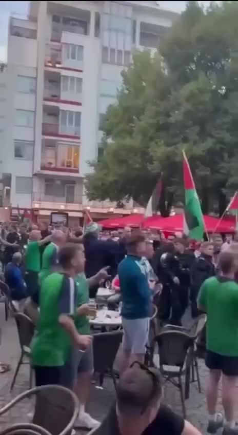 Футбольные фанаты Северной Ирландии провоцируют протестующих в Кельне