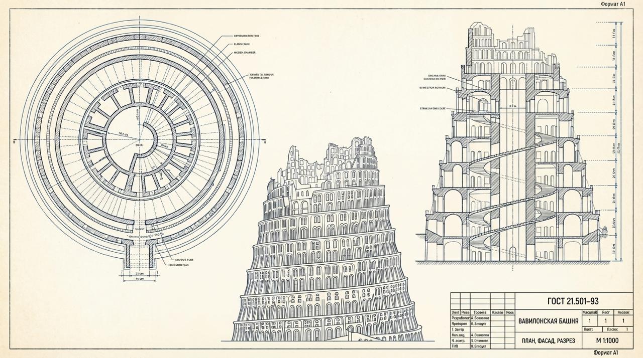 Вышла новая Nana Banana Pro которой бесплатно больше не дают играться в AI Studio но которую можно потрогать в Gemini приложении или у других провайдеров маленькая картинка стоит 13 центов Сказать мне про нее особо нечего кроме того что она за раз 14 концептов поддерживает и стала лучше следовать инструкциям лучше писать текст и тп вы все эти тесты уже видели сто раз Держите лучше чертежи Вавилонской Башни госту 21 501 93