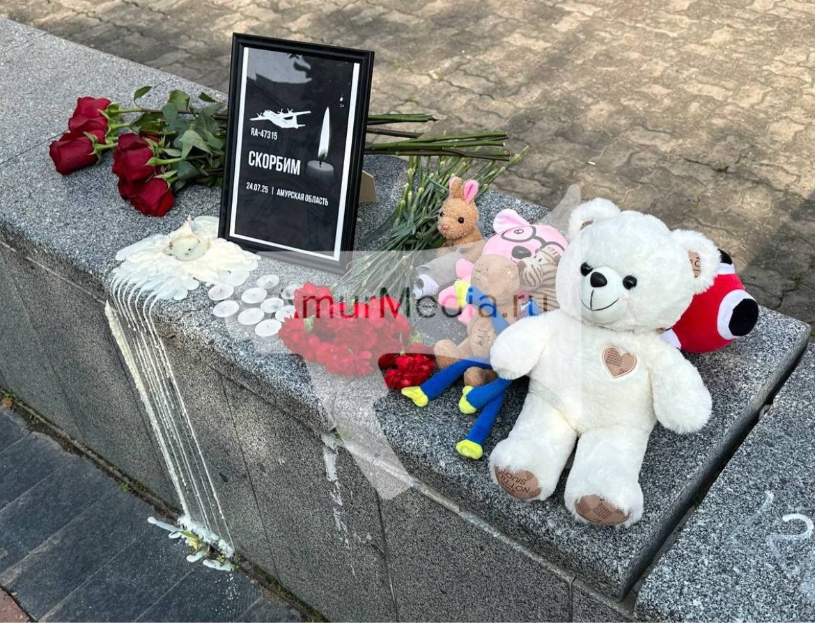 Стихийный мемориал в память о погибших под Тындой появился в Хабаровске Жители города выражают свою скорбь, оставляя цветы и мягкие игрушки у парапета возле кинотеатра «Гигант». #ГородскиеХроники AmurMedia Прислать новость