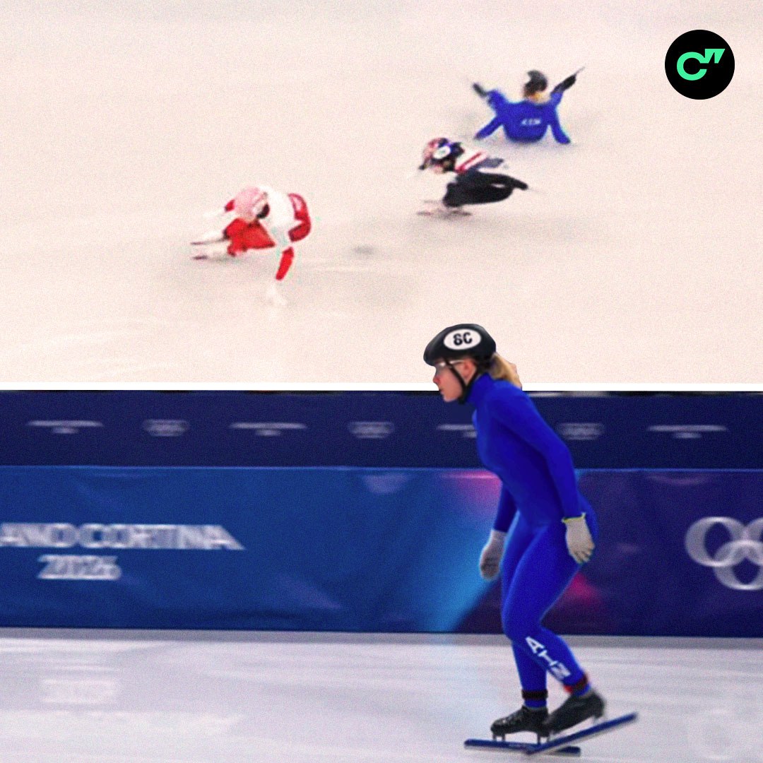 Россиянка Алена Крылова упала в забеге на 500 метров и не прошла в четвертьфинал по шорт треку   Подписывайтесь на Спортс