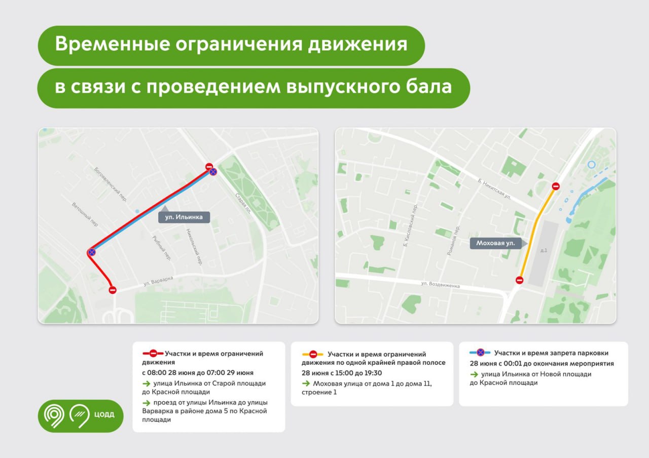 Движение по некоторым улицам центра столицы будет перекрыто в период проведение Всероссийского бала выпускников, сообщается на официальном портале мэра и правительства Москвы. Официальный сайт мэра Москвы / Москва