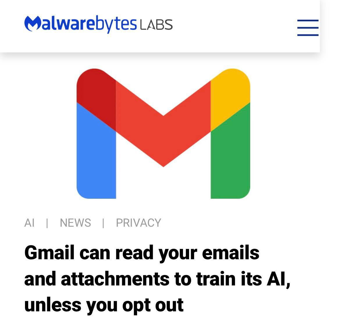 Gmail стал использовать ваши письма для обучения ИИ Согласно данным Malwarebytes в обновлённых настройках Gmail по умолчанию активированы умные функции Они позволяют Google использовать содержимое писем и вложений в обезличенном виде для совершенствования собственных моделей Чтобы избавиться от этого нужно отключить в настройках функции Smart Features и Workspace Smart Features