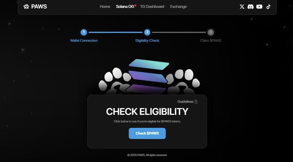 Дополнительный дроп от PAWS  Проект PAWS выкатил OG чекер. Те, кто активно пользуются чейном Solana получили дополнительный дроп в монетах $PAWS.   Я Солана пользуюсь активно, кошелёк проверил, там Никуя