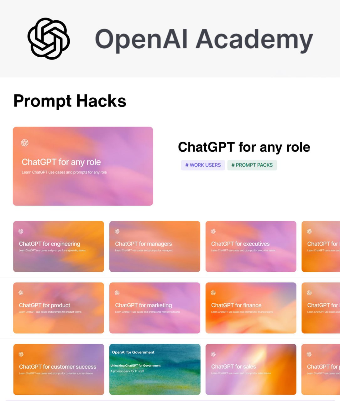 300 готовых промтов от OpenAI заказывали На сайте OpenAI Academy появилась подборка Prompt Packs с примерами использования ChatGPT для разных профессий В ней собраны инструкции для разработчиков дизайнеров маркетологов HR и других специалистов с примерами решений повседневных задач rozetked me news 41805