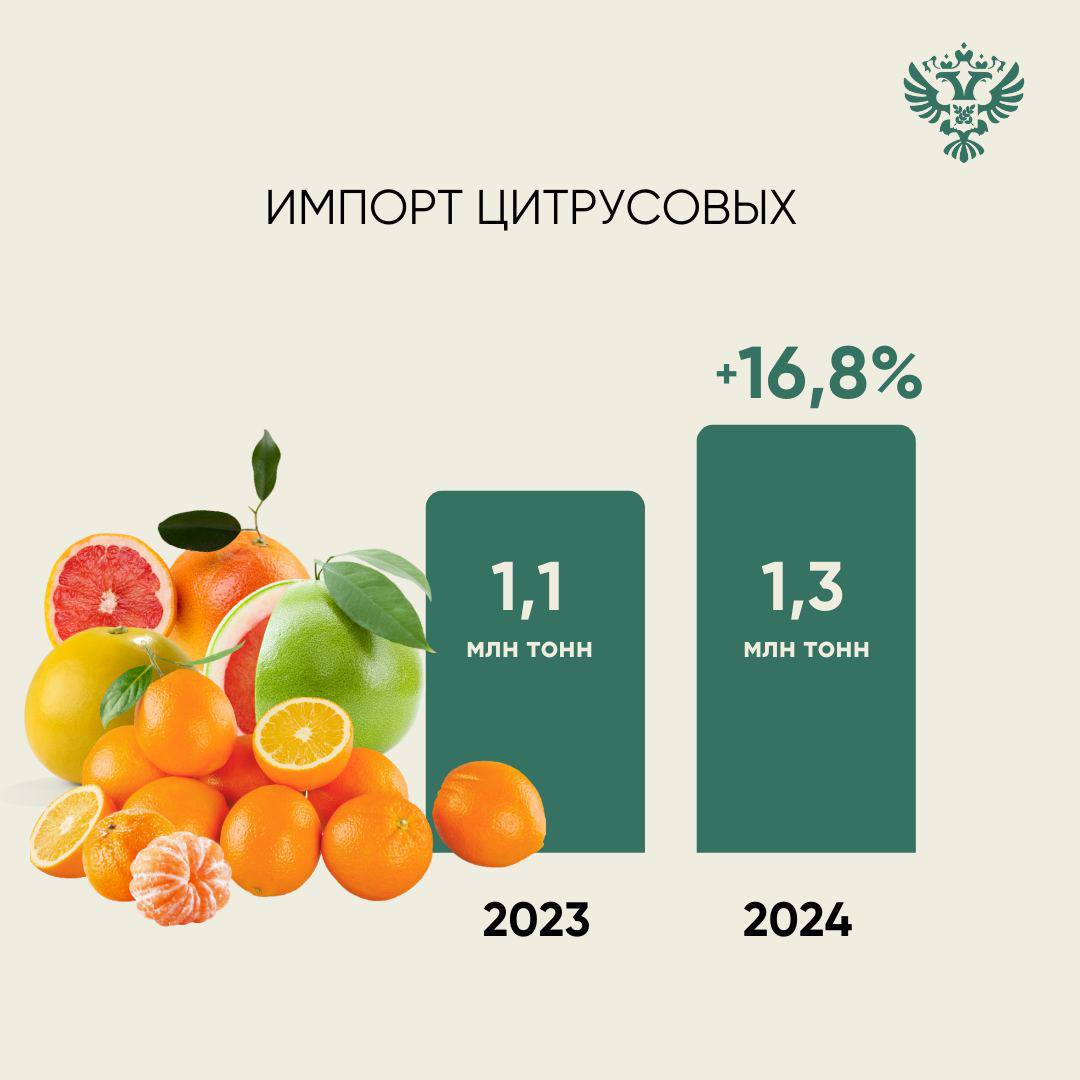 Россельхознадзор фиксирует рост объемов импорта фруктов и ягод в Россию    По данным информационной системы Россельхознадзора «ВетИС» и ее компонента «Аргус-Фито», по состоянию на 1 ноября 2024 года по сравнению с аналогичным периодом прошлого года наблюдается рост объемов импорта фруктовой продукции и ягод.  Подробнее о росте объемов импорта рассказали в карточках     Что касается импорта бананов, Россельхознадзор не наблюдает снижения показателей импорта бананов в Россию из зарубежных стран. В Россию ежегодно ввозится около 1,4 млн тонн бананов.   С начала 2024 года на территорию России было поставлено 1,16 млн тонн бананов, что сопоставимо с объемом ввоза этой продукции за аналогичный период 2023 года.