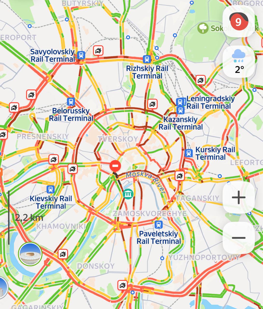 9 балльные пробки в Москве