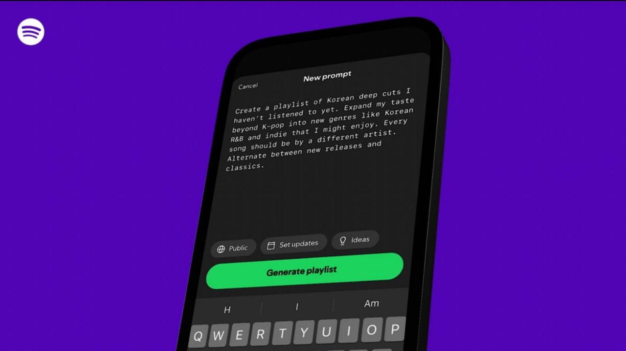 Spotify выкатил создание плейлистов по персонализированным промптам Теперь вы можете давать ИИ конкретные просьбы Создай плейлист с корейским хаусом Можешь добавить другие жанры которые мне нравятся Все песни должны быть от разных артистов Пока функция работает в режиме бета тестирования в ограниченном количестве стран Spotify планирует сделать её частью платной подписки