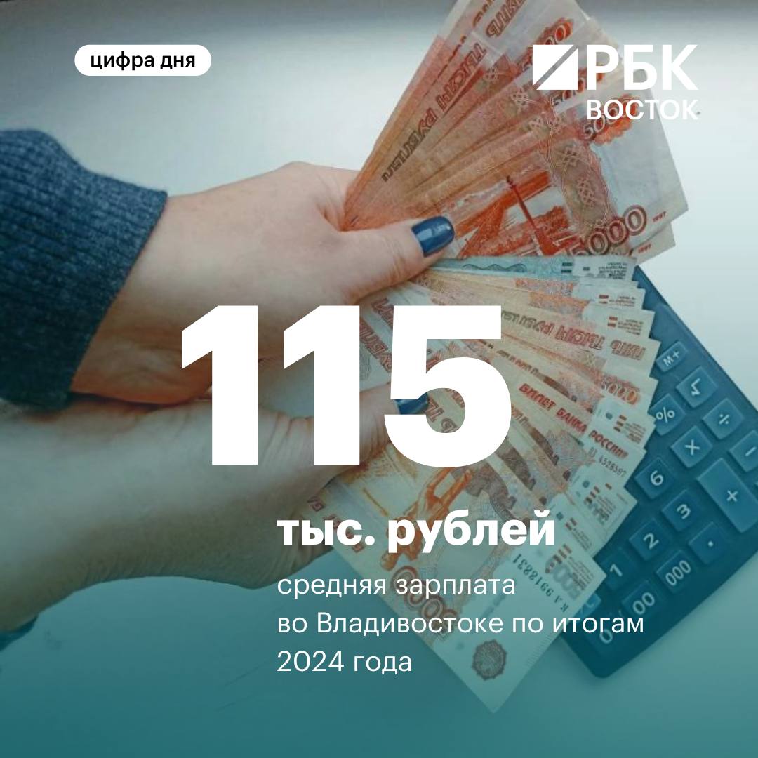 Средняя зарплата во Владивостоке превысила отметку в 115 тыс. руб. по итогам 2024 года  За 12 месяцев она выросла на 17,3%. Это в 5,8 раза превышает величину прожиточного минимума для трудоспособного населения, рассчитываемого по Приморью.   #цифра_дня