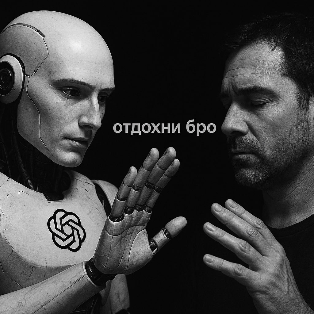 ChatGPT будет просить вас сделать перерыв. OpenAI начали бороться с зависимостью от ИИ. Теперь, если вы слишком долго общаетесь с чат-ботом, нейронка напомнит, что пора отдохнуть. Например, потрогать траву или даже пообщаться с живыми людьми Фичу уже начали раскатывать для всех пользователей.