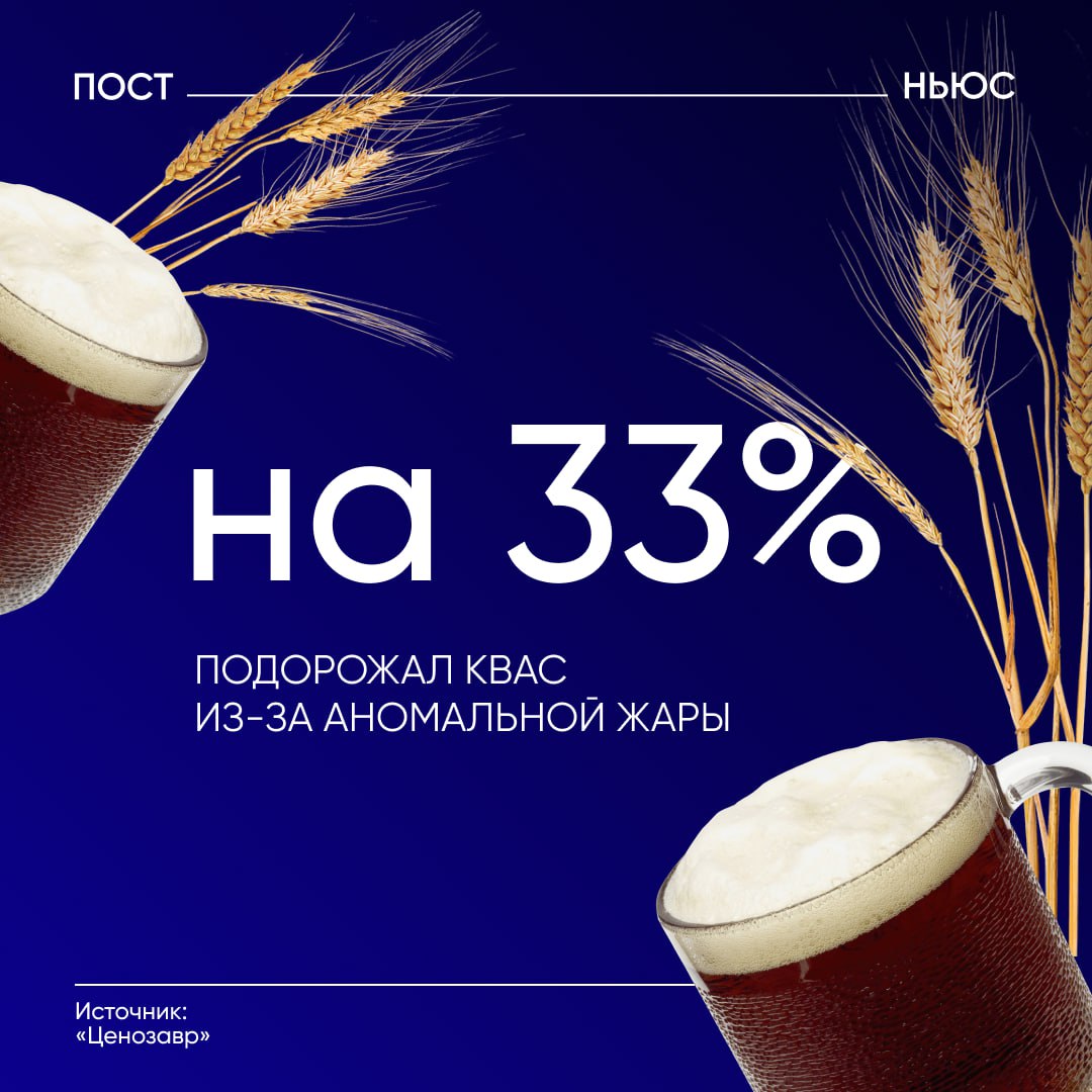 Аномальная жара разогрела цены — с января по июль 2025 года серьезно подорожали прохладительные продукты. В среднем мороженое в вафельном стаканчике теперь стоит 60,3 руб. +11,1% , рожок — 97,9 руб. +26% , а эскимо — 125,9 руб. +8,7% . Квас вырос в цене сильнее всего — почти на треть. Теперь 1,5-литровая бутылка обходится в 140,6 руб. +33% . Газированные напитки также подорожали: в среднем их цена увеличилась на 12,4%, до 118,2 руб. PostNews — здесь объясняют новости