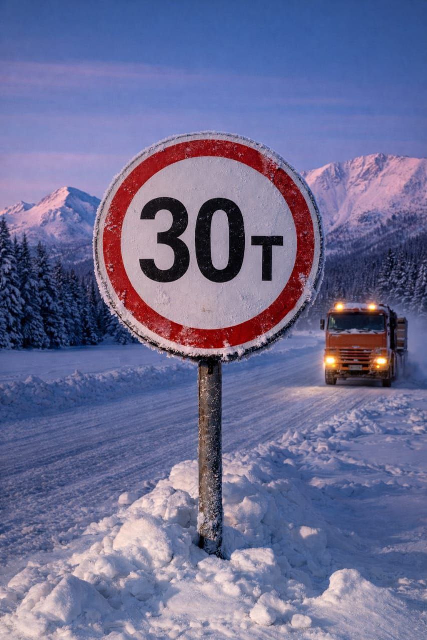 Увеличена грузоподъемность участка автодороги Индигир п Усть Нера м Кумах Сысыы На основании акта контрольной проверки грузоподъемности с 12 01 2026 года разрешено движение транспортных средств с общей массой до 30 тонн с минимальной дистанцией между машинами 70 м по автомобильной дороге Индигир на участке км 0 000 км 311 530 п Усть Нера м Кумах Сысыы дорогиарктики рф